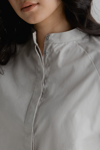 puff sleeve cropped shirt - grey