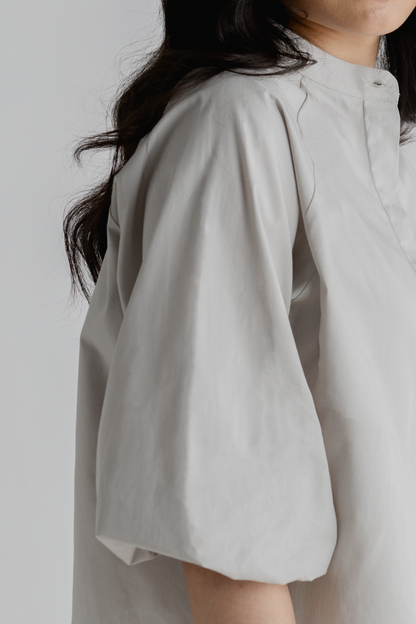 puff sleeve cropped shirt - grey