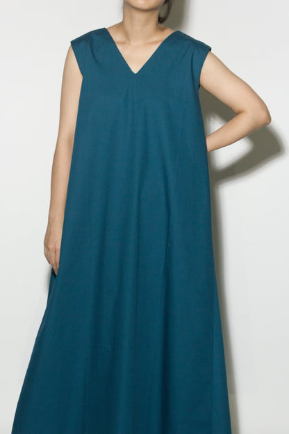 v-tent dress - teal blue