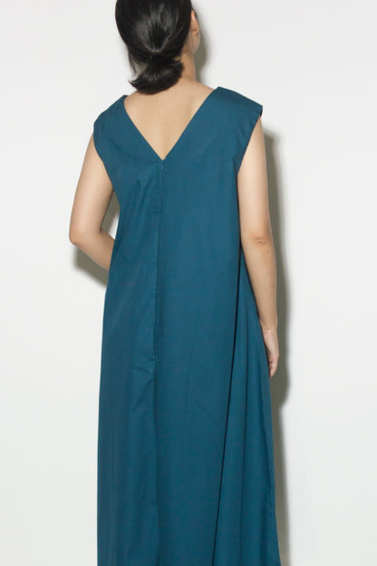 v-tent dress - teal blue