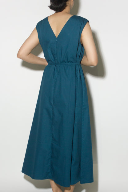 v-tent dress - teal blue