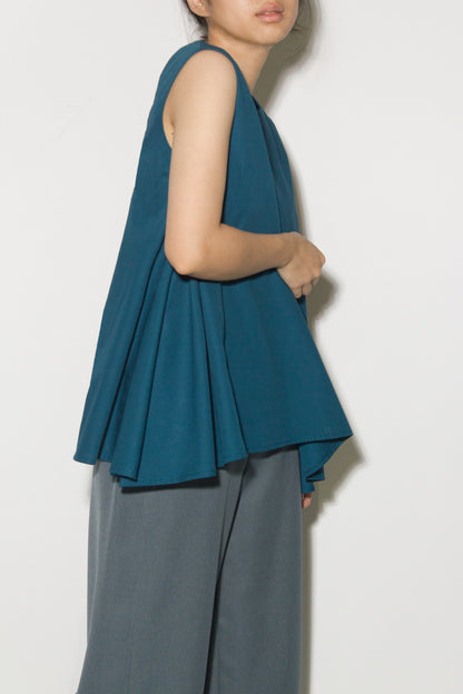 a-line pocket top - teal blue