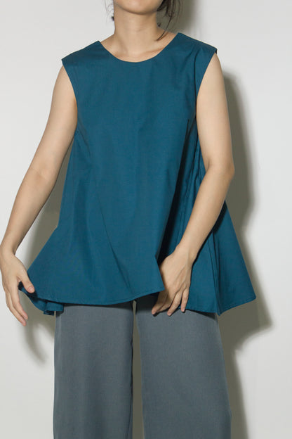 a-line pocket top - teal blue