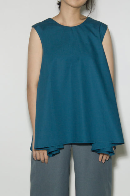 a-line pocket top - teal blue