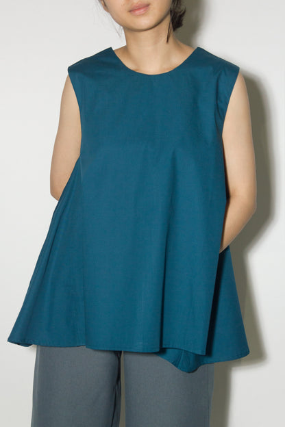 a-line pocket top - teal blue