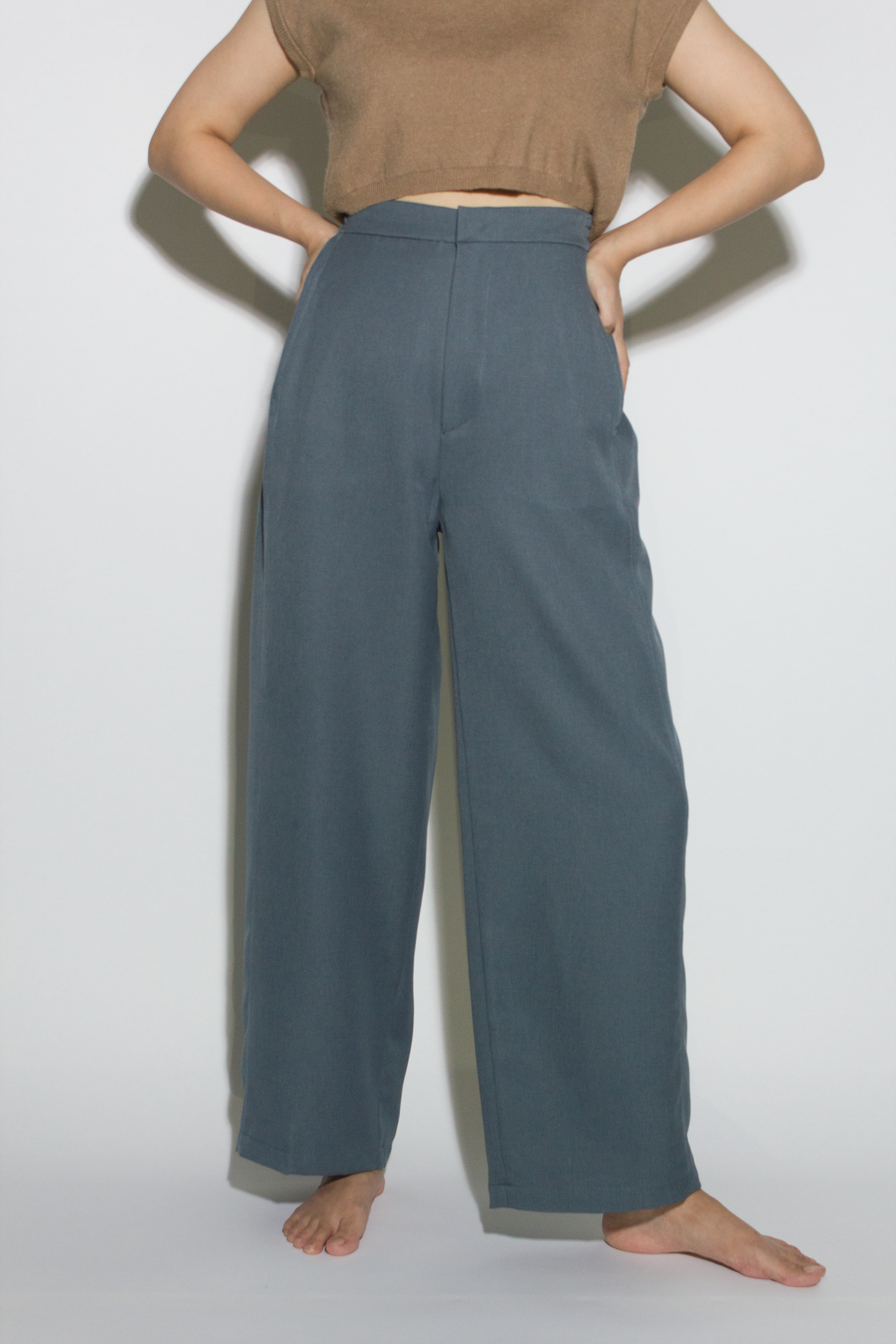 crease pants - stone blue