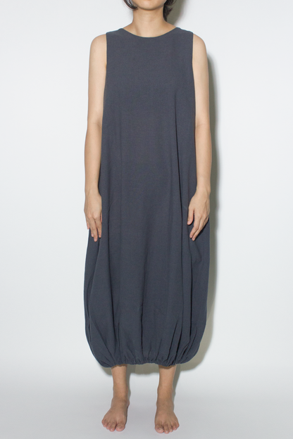 sleeveless puff dress - blue grey