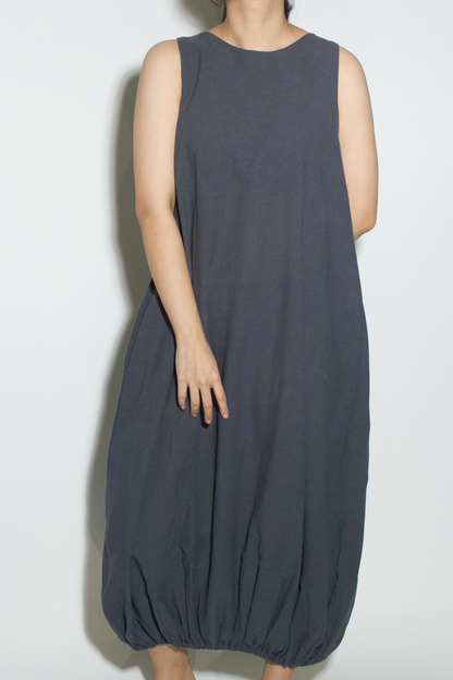 sleeveless puff dress - blue grey