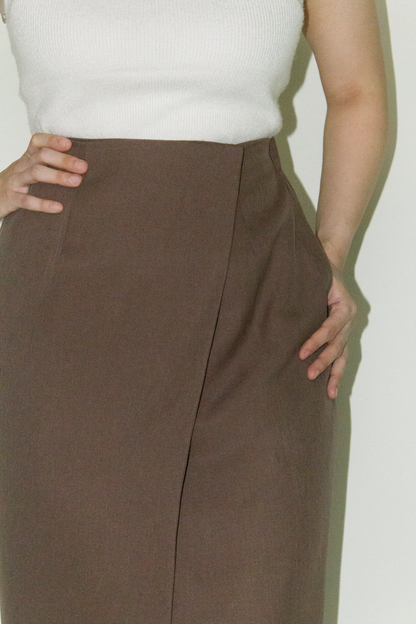 wrap skirt - brown