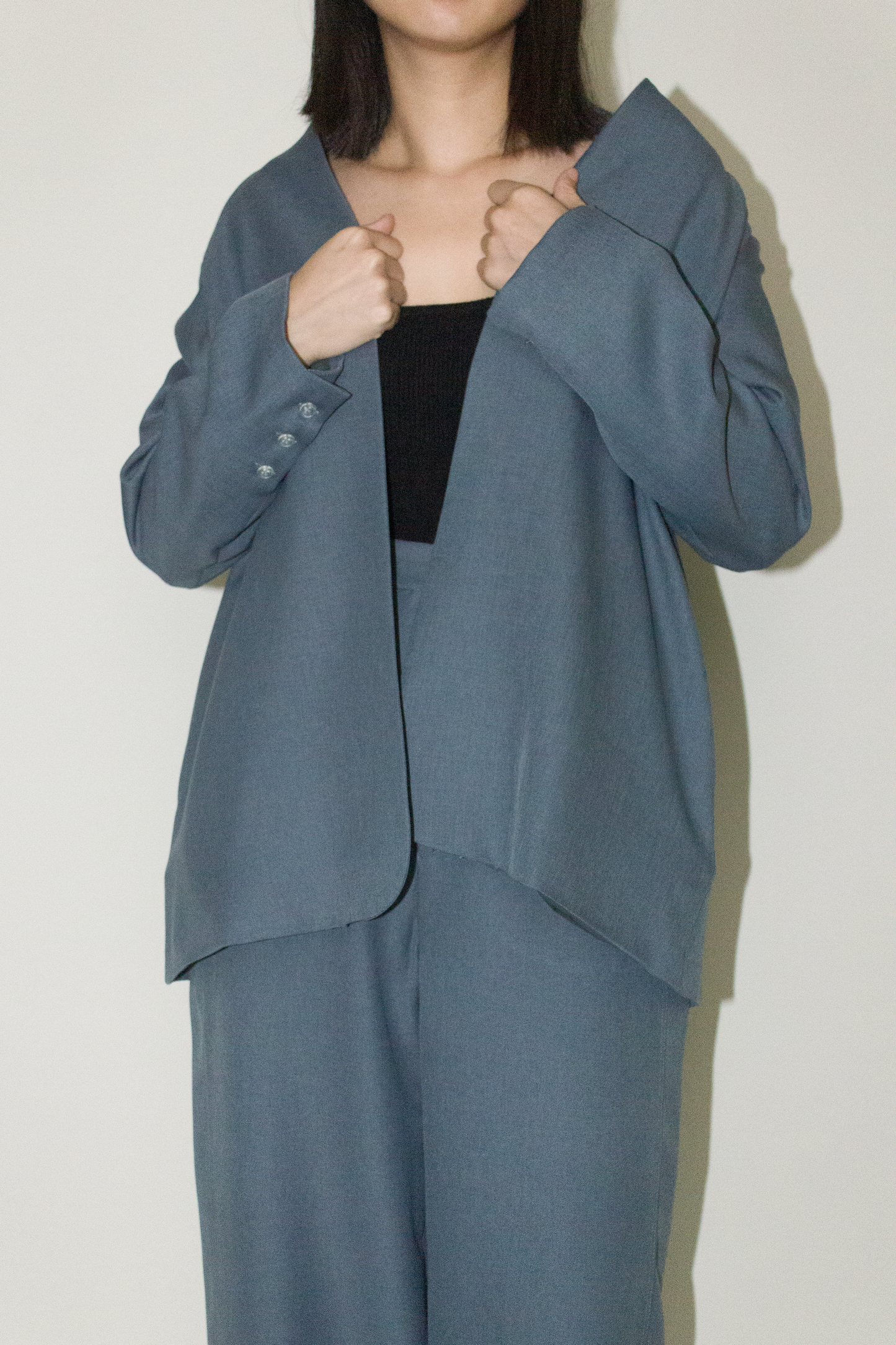 tailored blazer - stone blue