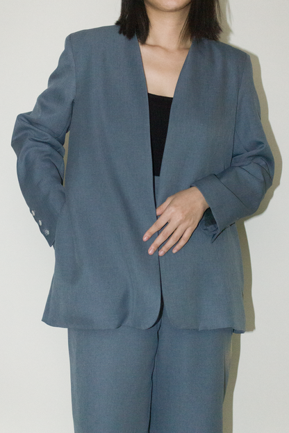 tailored blazer - stone blue