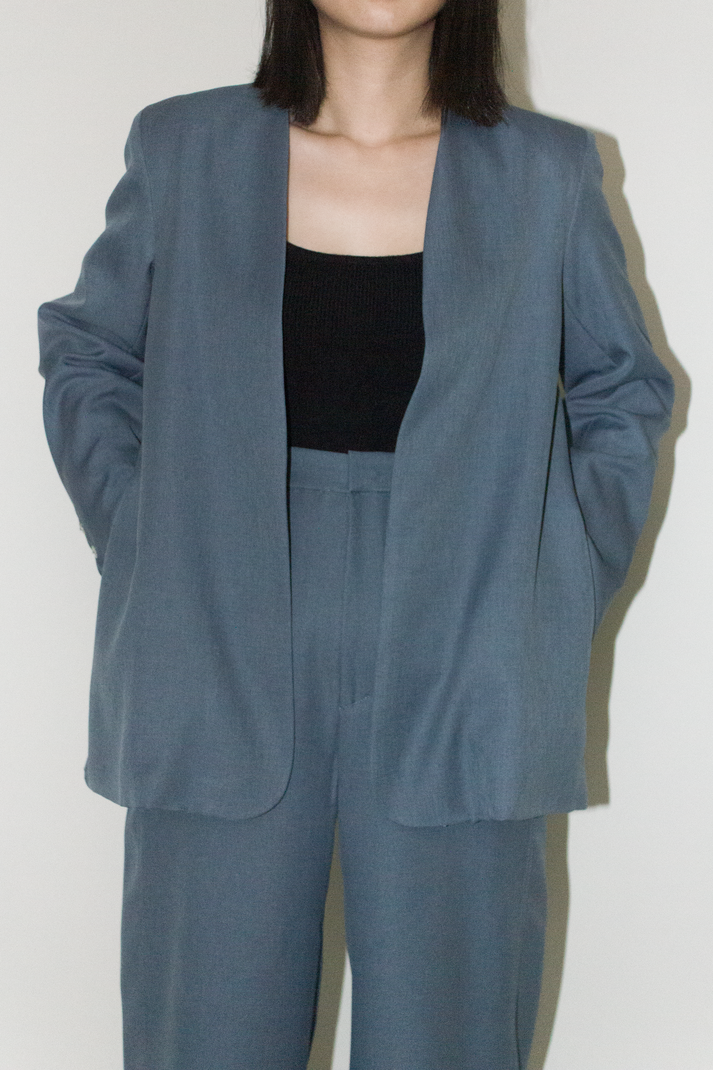 tailored blazer - stone blue