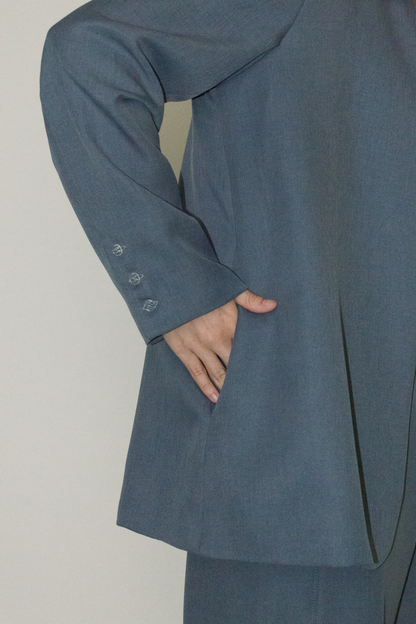 tailored blazer - stone blue