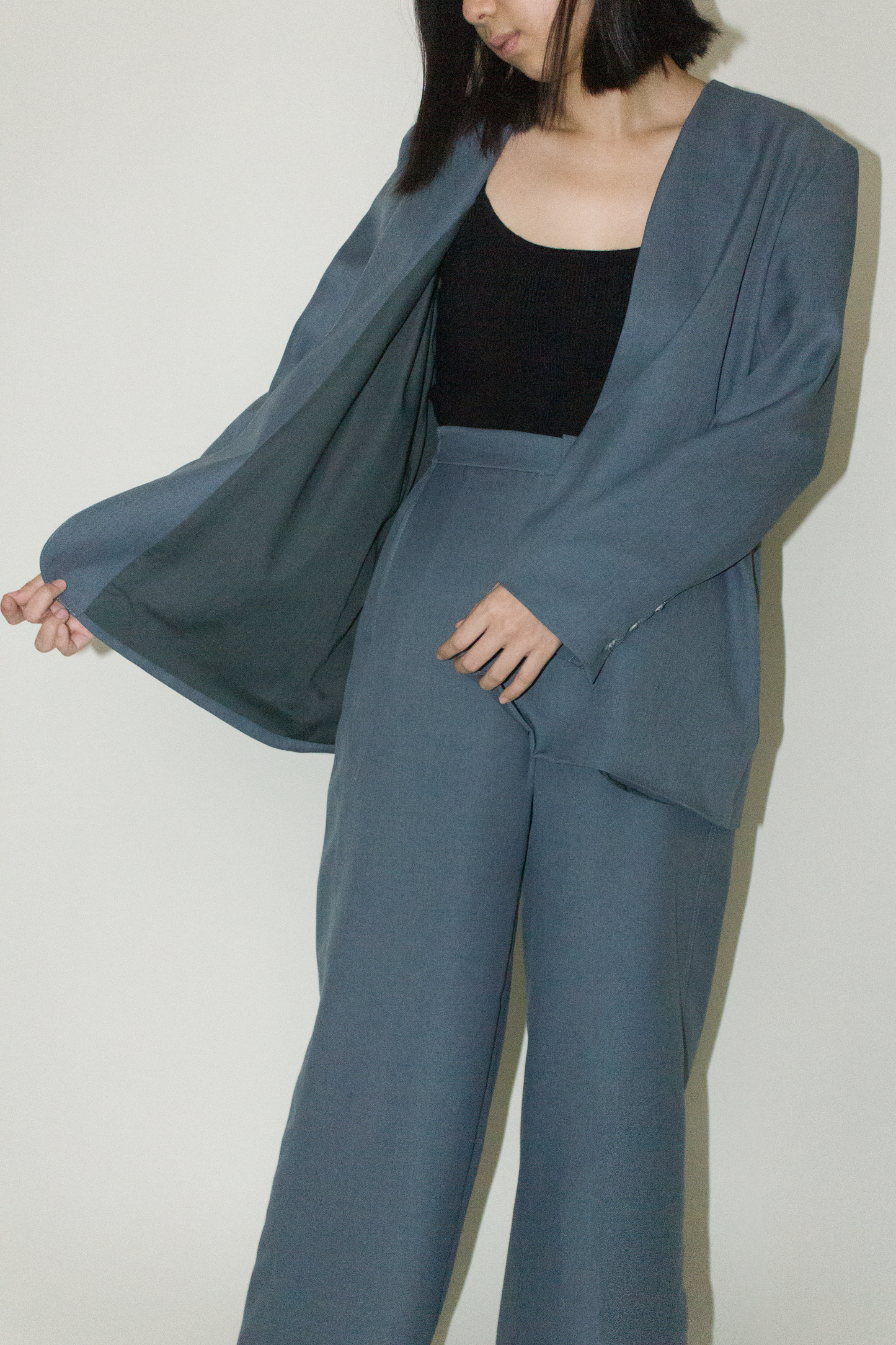 tailored blazer - stone blue