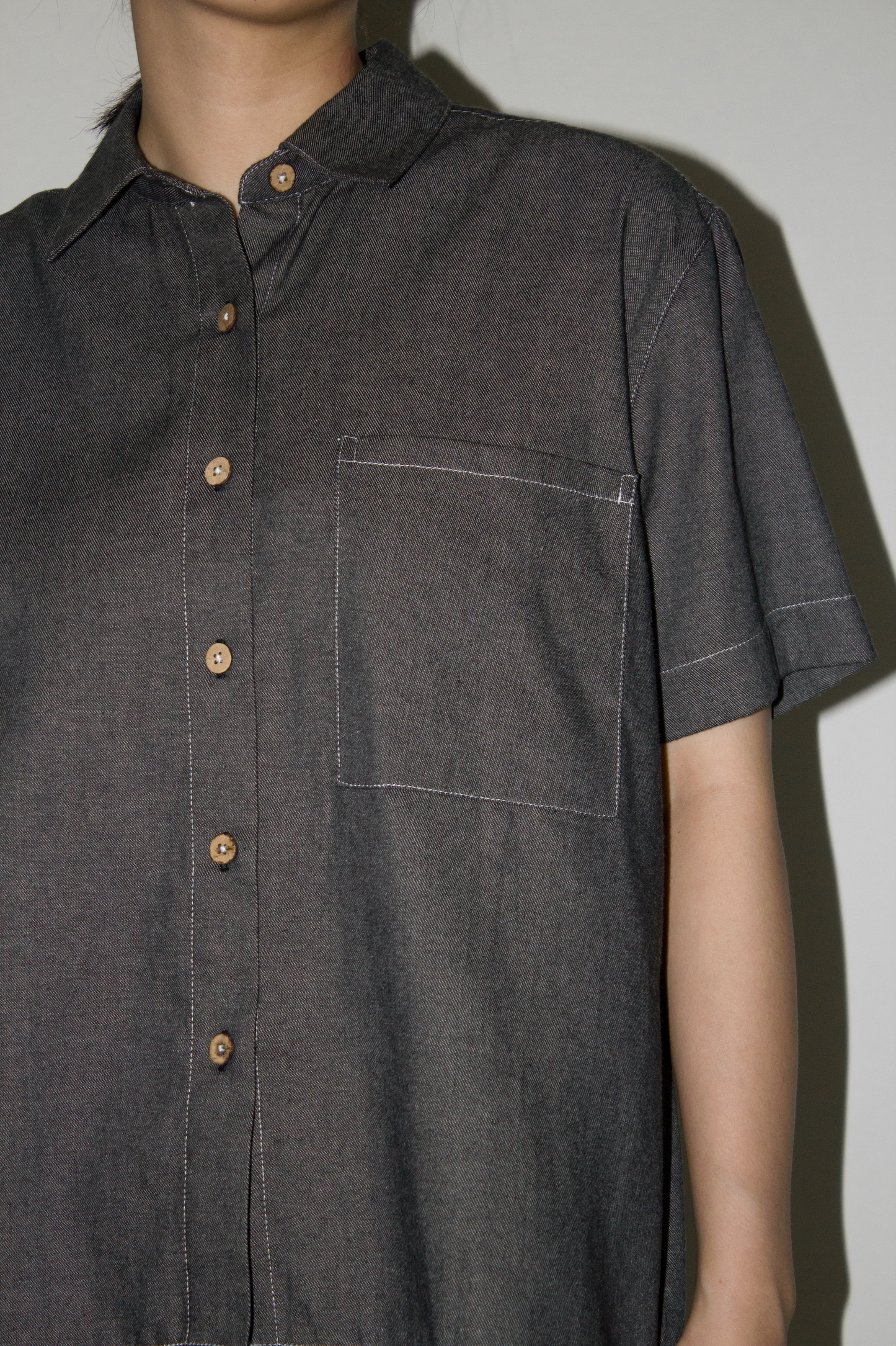 cotton denim shirt - black