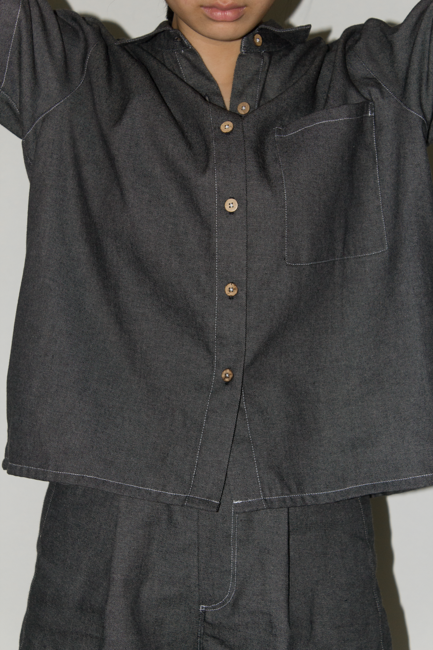 cotton denim shirt - black