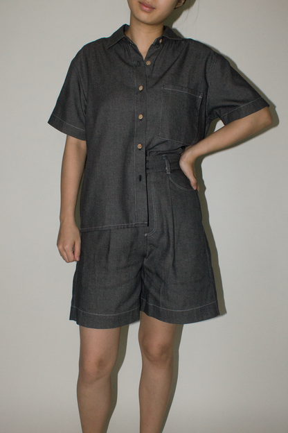 cotton denim shirt - black