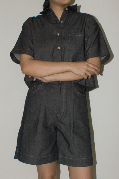 cotton denim shirt - black