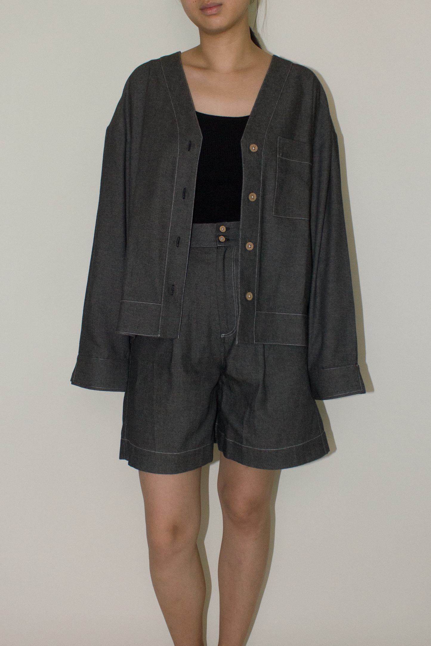 cotton denim jacket - black