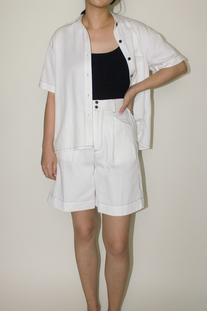 cotton denim shirt - white