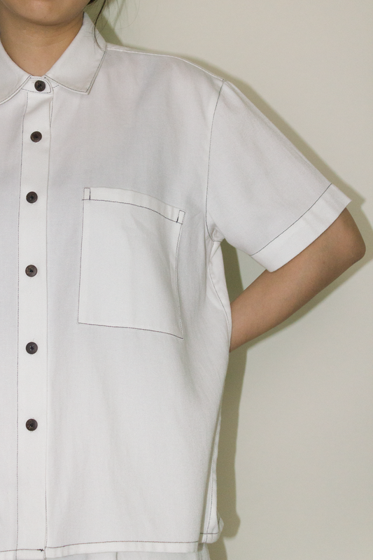 cotton denim shirt - white