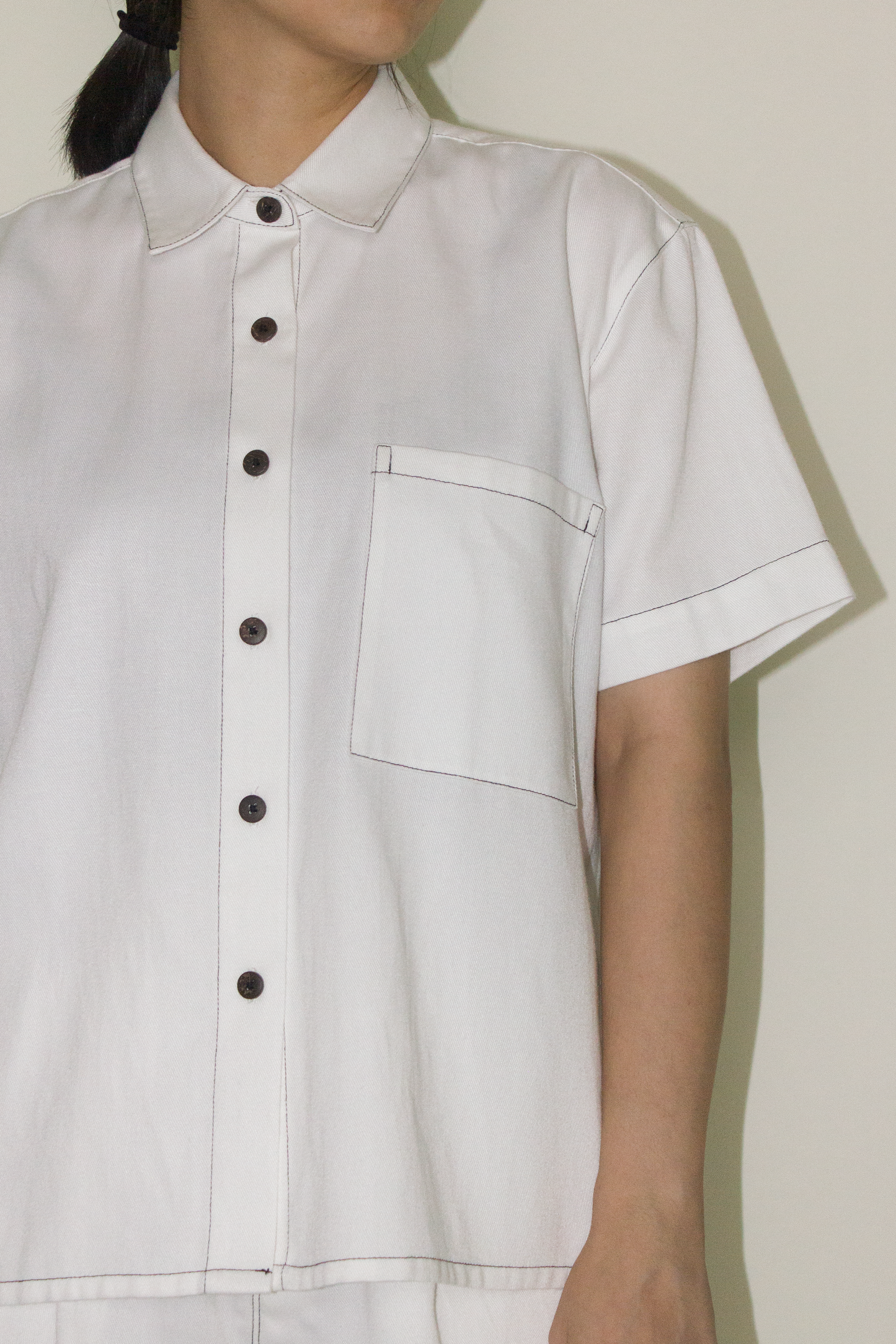 cotton denim shirt - white