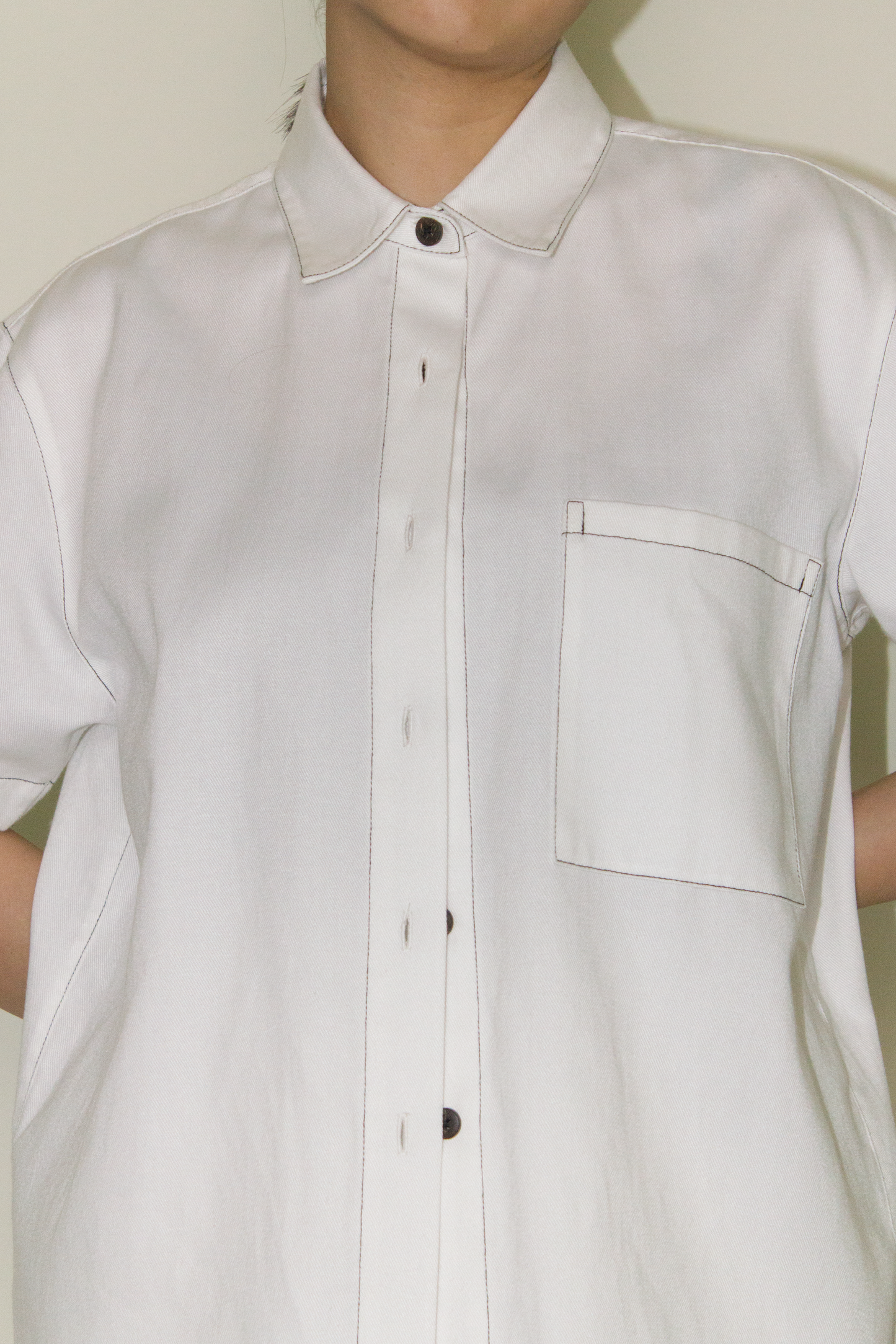 cotton denim shirt - white