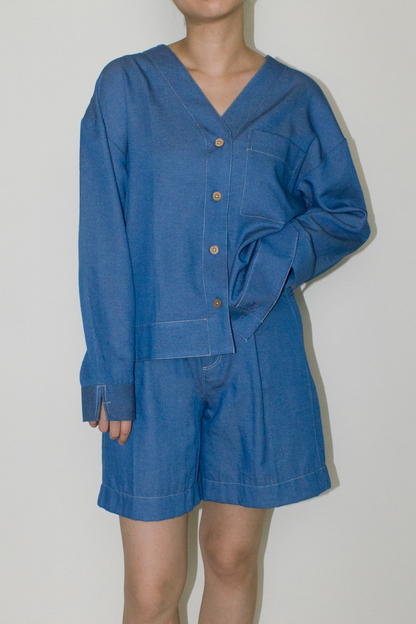 cotton denim jacket - blue