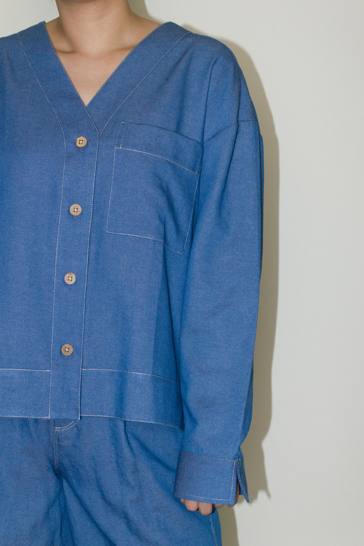 cotton denim jacket - blue