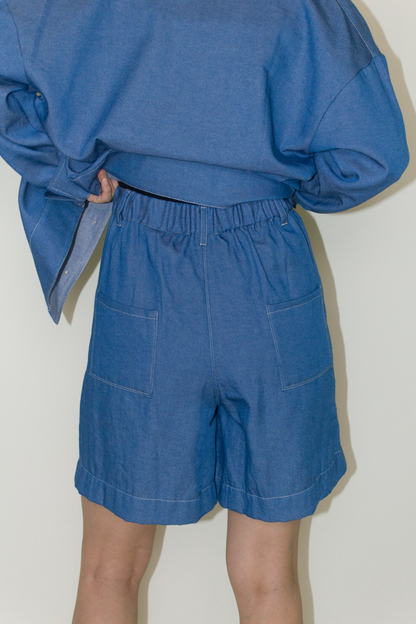 cotton denim shorts - blue