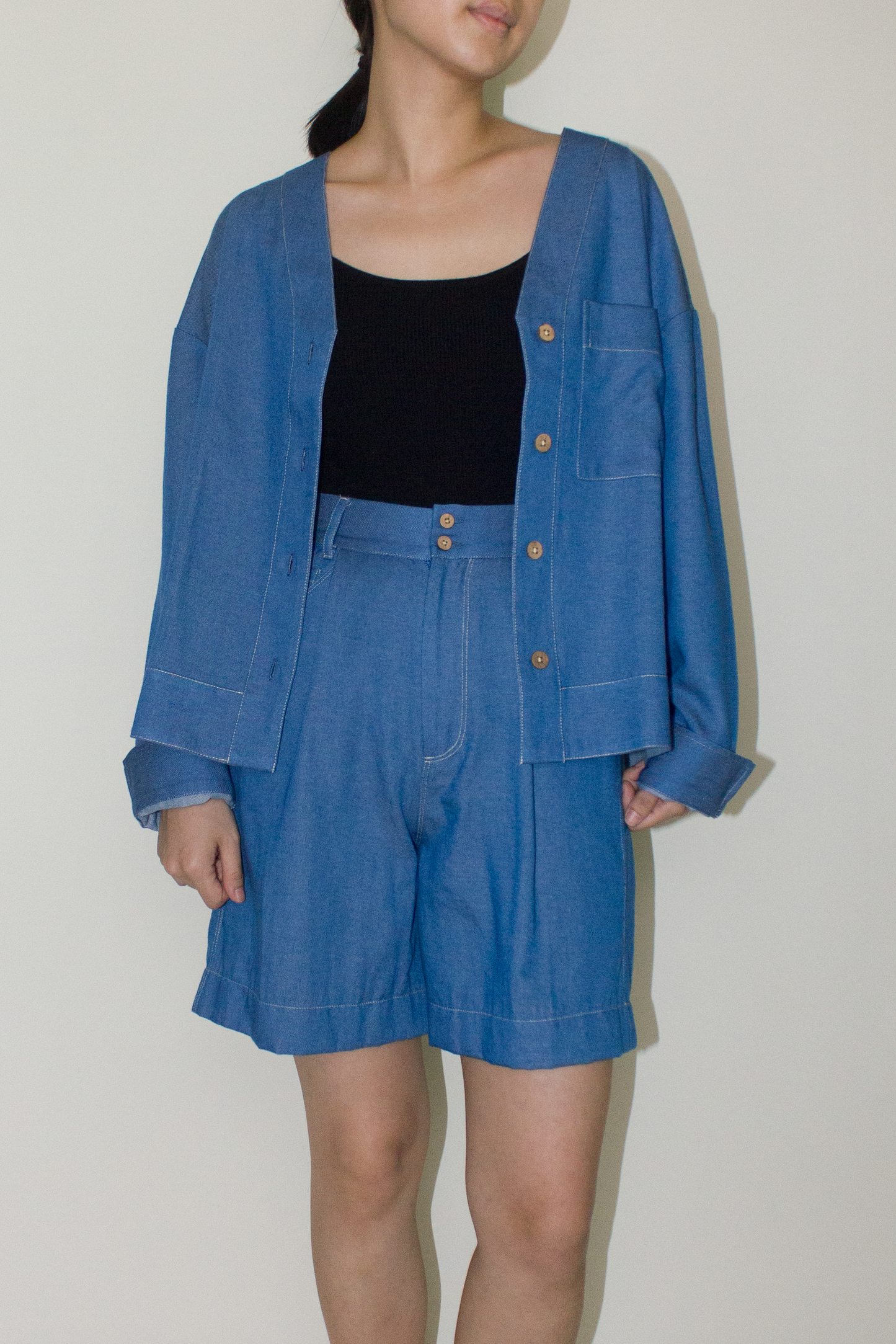 cotton denim jacket - blue