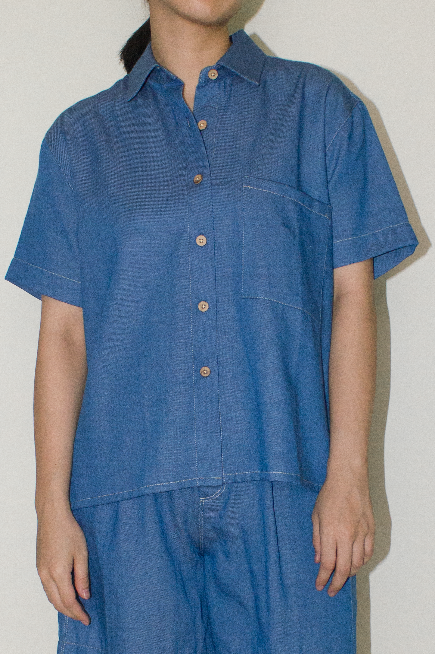 cotton denim shirt - blue