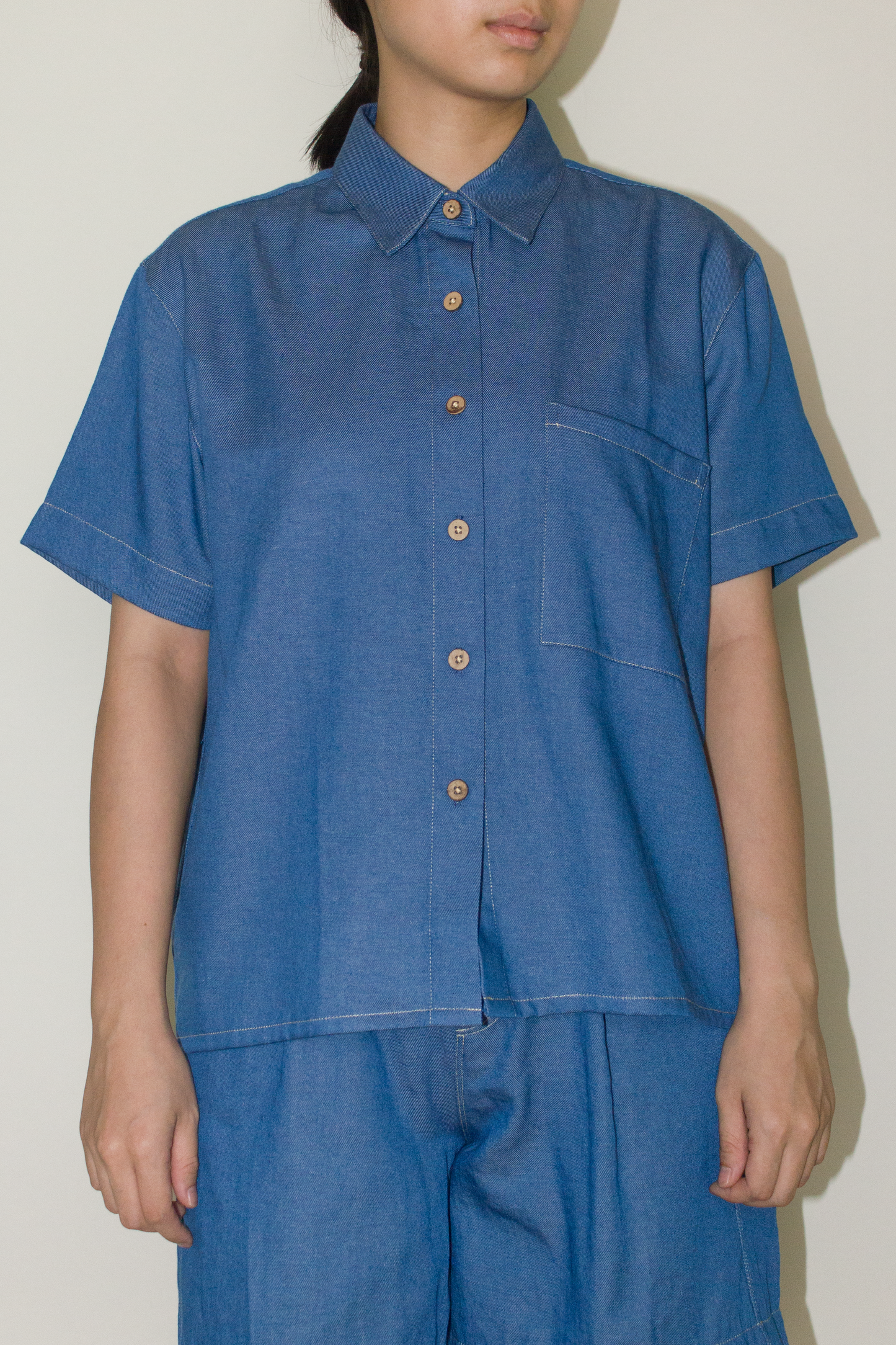 cotton denim shirt - blue