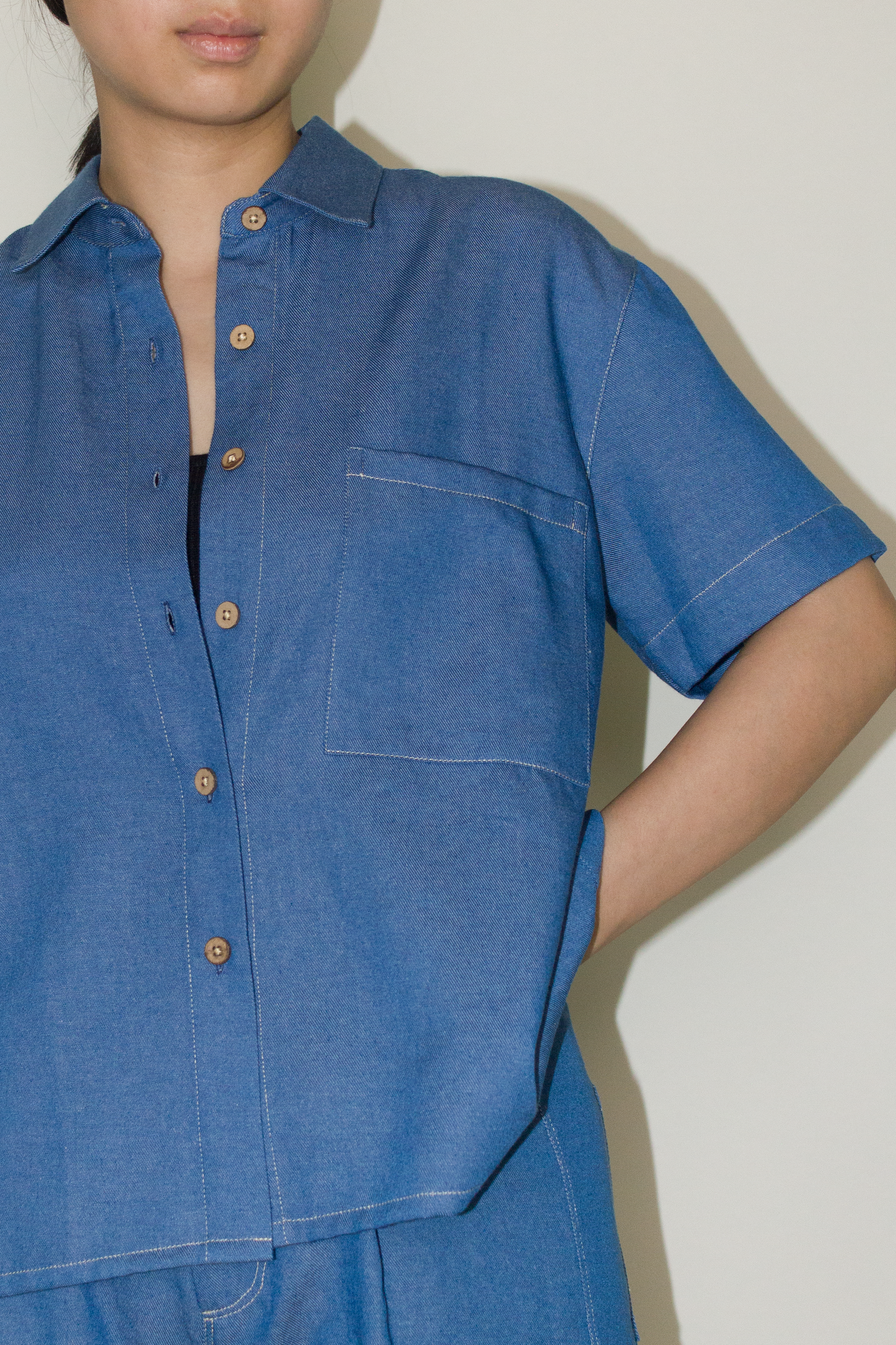 cotton denim shirt - blue