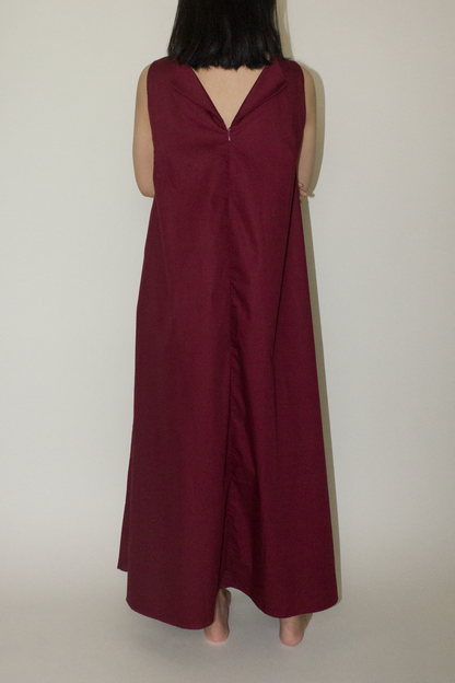 back lapel maxi dress - wine