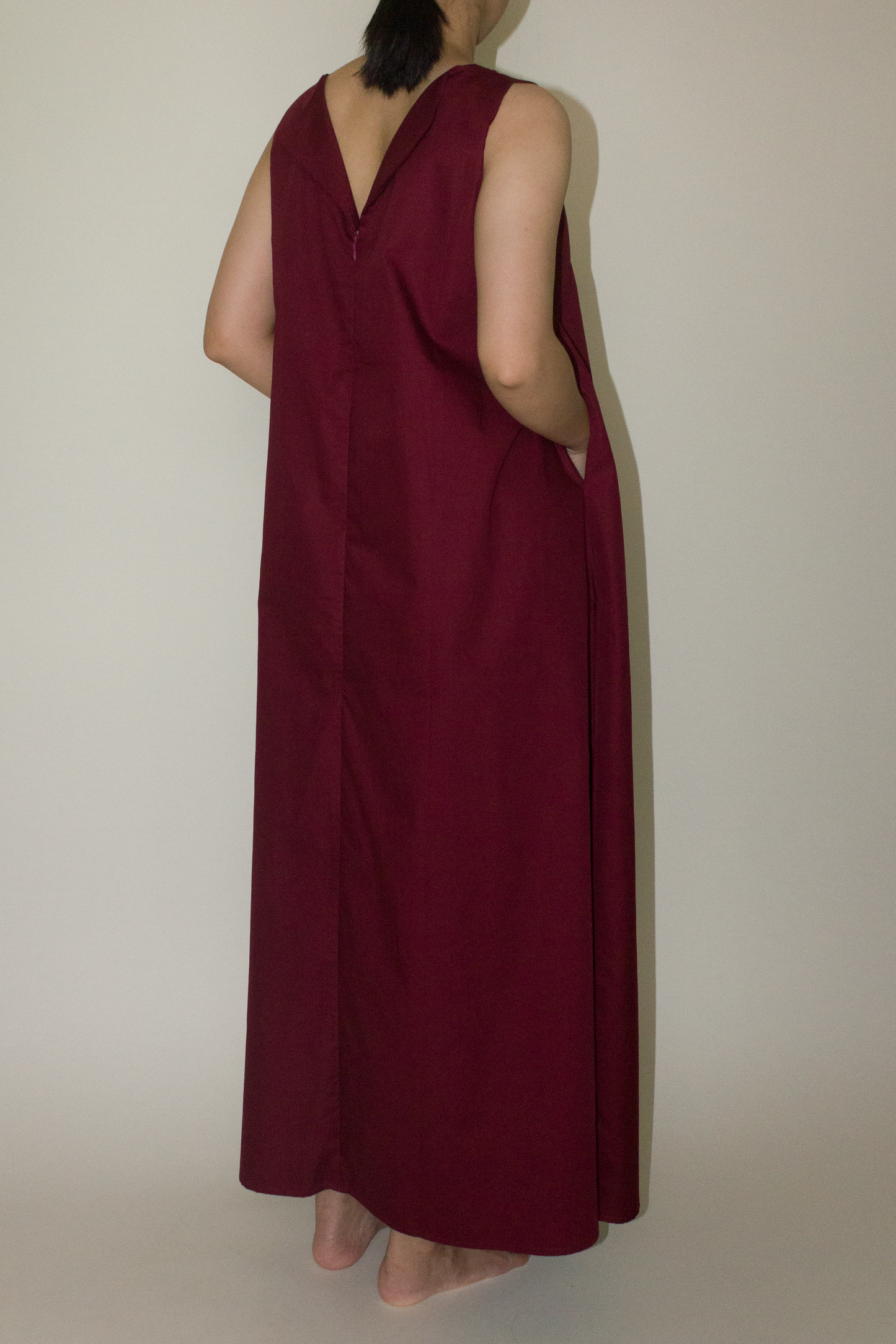 back lapel maxi dress - wine