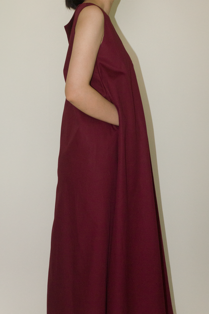 back lapel maxi dress - wine