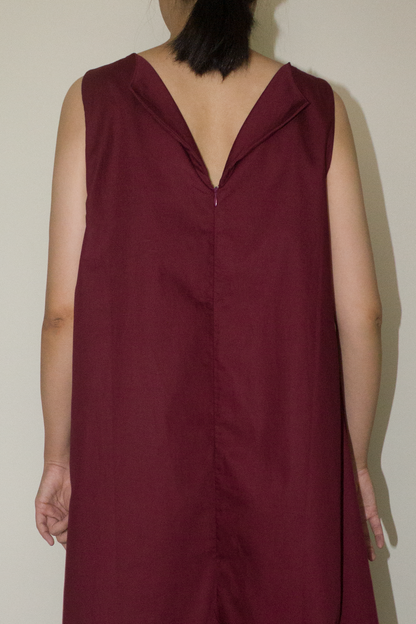 back lapel maxi dress - wine