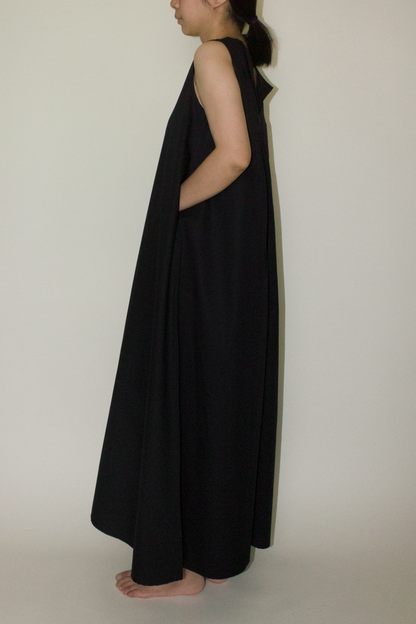 back lapel maxi dress - black