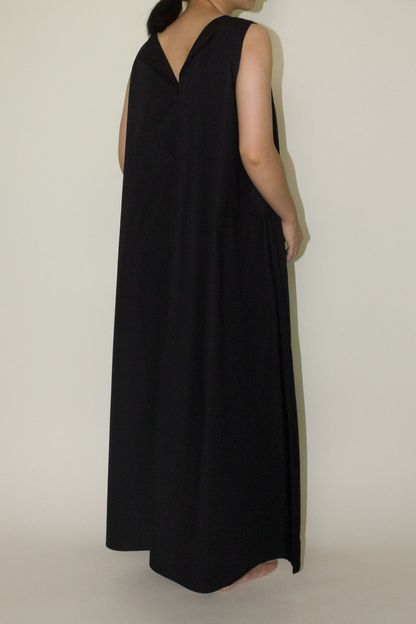 back lapel maxi dress - black