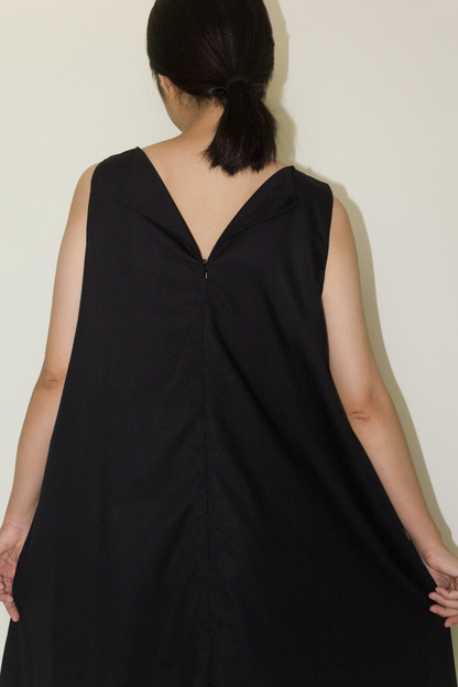 back lapel maxi dress - black