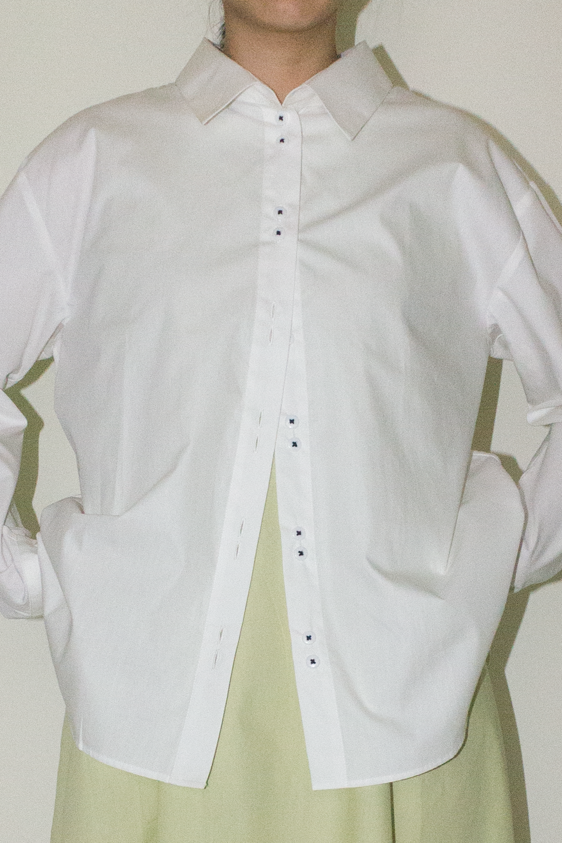 cotton long sleeve shirt - white