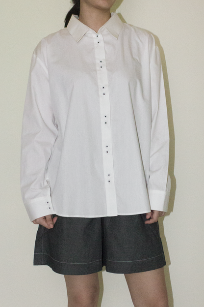 cotton long sleeve shirt - white