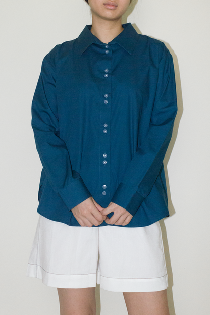 cotton long sleeve shirt - teal blue