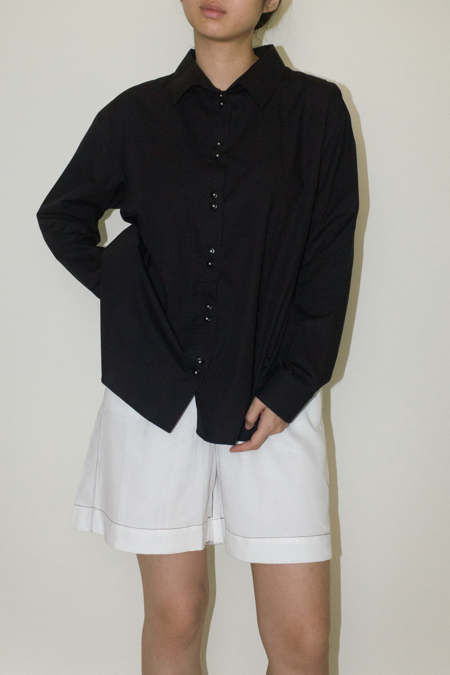 cotton long sleeve shirt - black