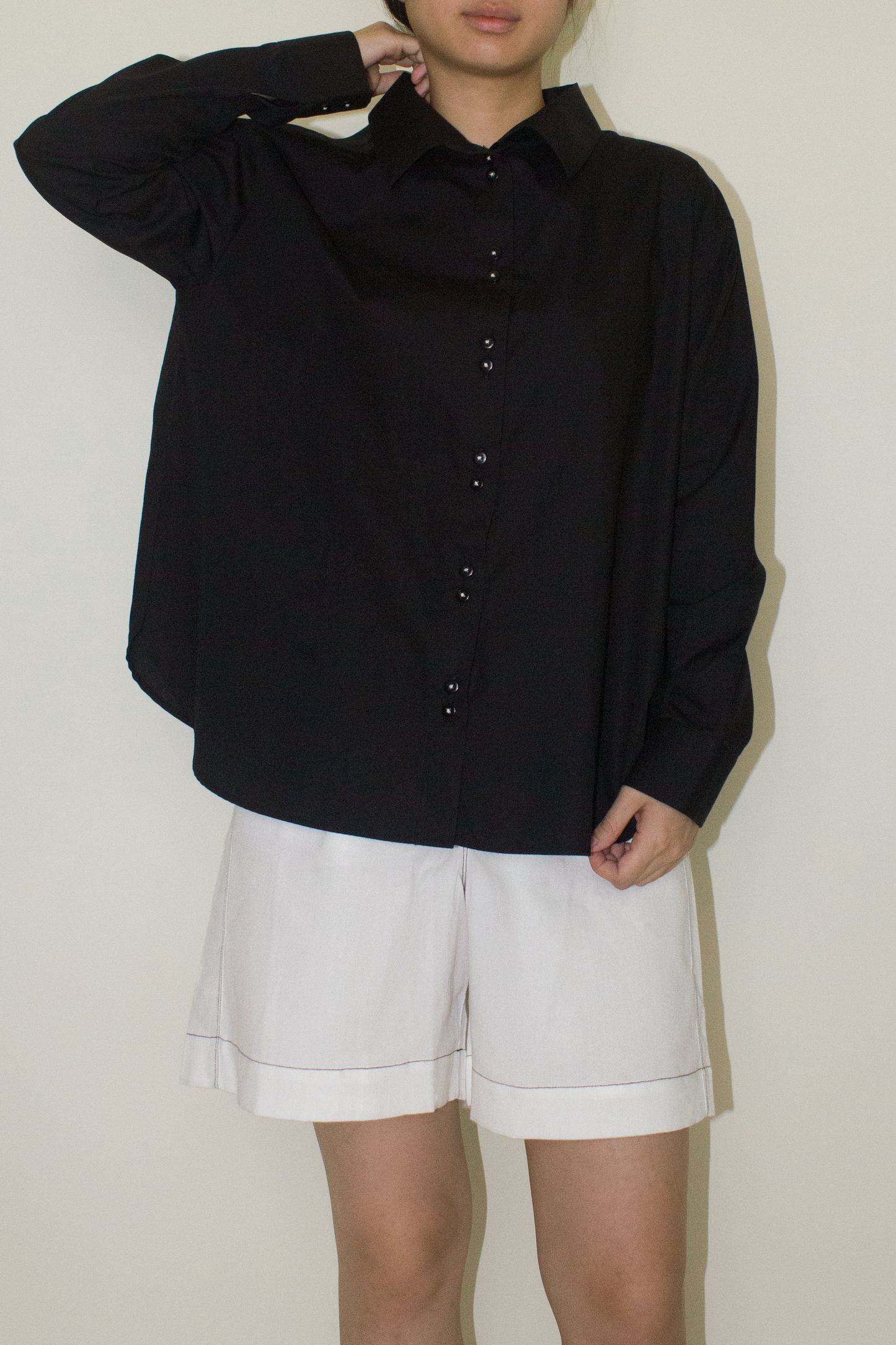 cotton long sleeve shirt - black