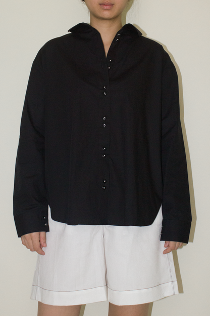 cotton long sleeve shirt - black