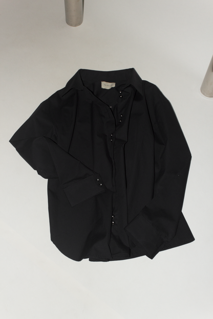 cotton long sleeve shirt - black