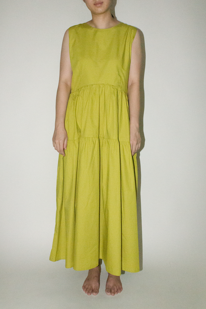 maxi tiered dress - lime olive