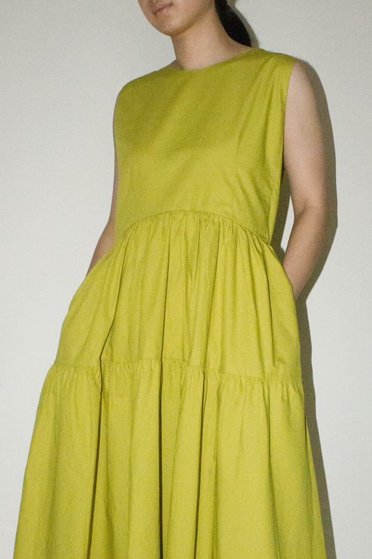 maxi tiered dress - lime olive